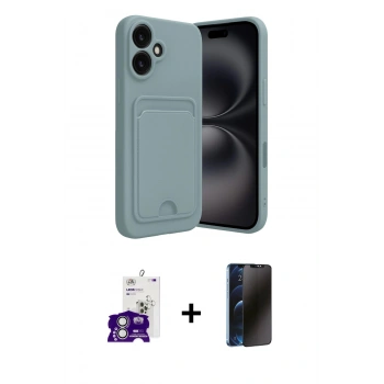 MARSİLYAN™- iPhone 16 Kılıf Vadi Çizgi Prime - Siyah 3D Antistatik Hayalet Cam Ekran Koruyucu + Bilvis Titan Kamera Lens - GS