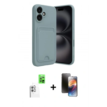MARSİLYAN™- iPhone 16 Kılıf Vadi Çizgi Prime - Siyah 3D Antistatik Mat Seramik Nano Ekran Koruyucu + Raze Metal Kamera Lens - BZ