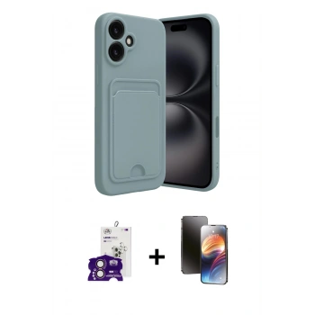 MARSİLYAN™- iPhone 16 Kılıf Vadi Çizgi Prime - Siyah 3D Antistatik Mat Seramik Nano Ekran Koruyucu + Bilvis Titan Kamera Lens - PE
