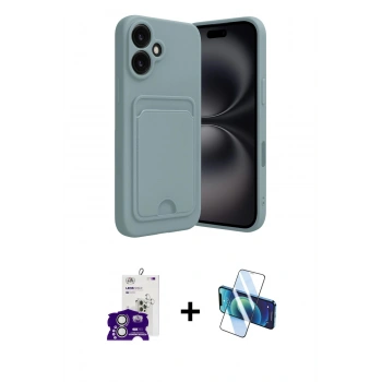 MARSİLYAN™- iPhone 16 Kılıf Vadi Çizgi Prime - Siyah 3D Antistatik Seramik Nano Ekran Koruyucu + Bilvis Titan Kamera Lens - GS