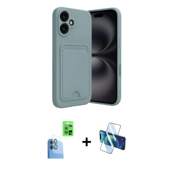 MARSİLYAN™- iPhone 16 Kılıf Vadi Çizgi Prime - Siyah 3D Antistatik Seramik Nano Ekran Koruyucu + Raze Metal Kamera Lens - LT