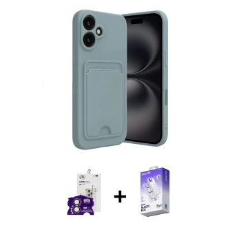 MARSİLYAN™- iPhone 16 Kılıf Vadi Çizgi Prime - Siyah Bilvis 5in1 3D Magic Cam Ekran Koruyucu + Bilvis Titan Kamera Lens - PE