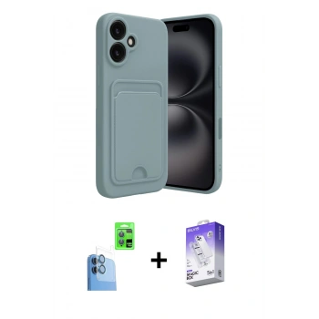 MARSİLYAN™- iPhone 16 Kılıf Vadi Çizgi Prime - Siyah Bilvis 5in1 3D Magic Cam Ekran Koruyucu + Raze Metal Kamera Lens - LT