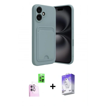 MARSİLYAN™- iPhone 16 Kılıf Vadi Çizgi Prime - Siyah Bilvis 5in1 3D Magic Cam Ekran Koruyucu + Raze Metal Kamera Lens - PE