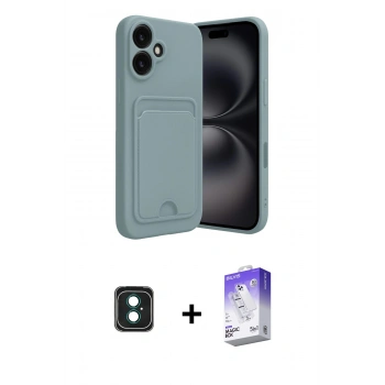 MARSİLYAN™- iPhone 16 Kılıf Vadi Çizgi Prime - Siyah Bilvis 5in1 3D Magic Cam Ekran Koruyucu + PVD Metal Kamera Lens - YL