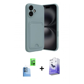 MARSİLYAN™- iPhone 16 Kılıf Vadi Çizgi Prime - Siyah Bilvis 5in1 5D Magic Hayalet Cam Ekran Koruyucu + Raze Metal Kamera Lens - LT