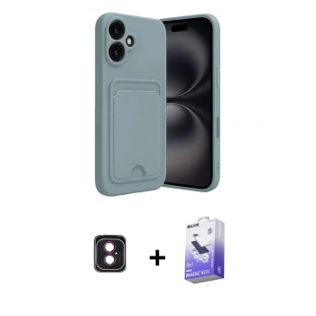 MARSİLYAN™- iPhone 16 Kılıf Vadi Çizgi Prime - Siyah Bilvis 5in1 5D Magic Hayalet Cam Ekran Koruyucu + PVD Metal Kamera Lens - PE