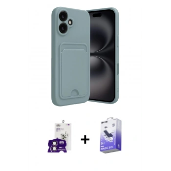 MARSİLYAN™- iPhone 16 Kılıf Vadi Çizgi Prime - Siyah Bilvis 5in1 5D Magic Hayalet Cam Ekran Koruyucu + Bilvis Titan Kamera Lens - PE