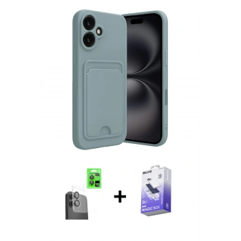 MARSİLYAN™- iPhone 16 Kılıf Vadi Çizgi Prime - Siyah Bilvis 5in1 5D Magic Hayalet Cam Ekran Koruyucu + Raze Metal Kamera Lens - SH