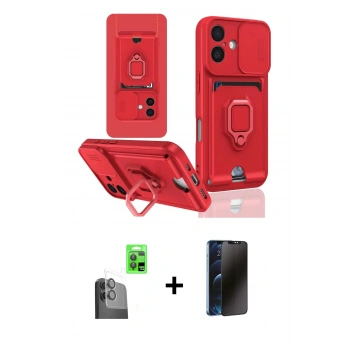 MARSİLYAN™- iPhone 16 Kılıf Vadi Form Prime - Siyah 3D Antistatik Hayalet Cam Ekran Koruyucu + Raze Metal Kamera Lens - SH