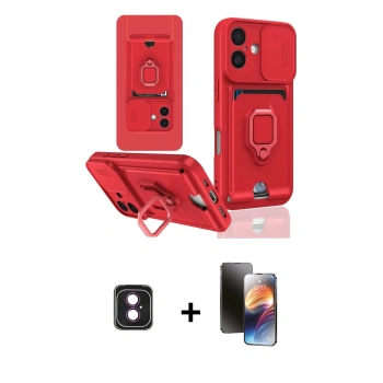 MARSİLYAN™- iPhone 16 Kılıf Vadi Form Prime - Siyah 3D Antistatik Mat Seramik Nano Ekran Koruyucu + PVD Metal Kamera Lens - PE