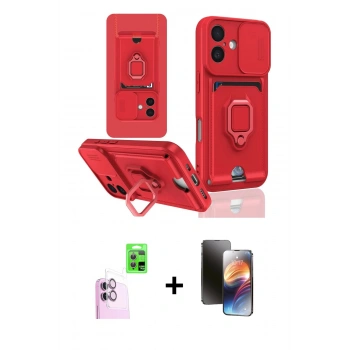 MARSİLYAN™- iPhone 16 Kılıf Vadi Form Prime - Siyah 3D Antistatik Mat Seramik Nano Ekran Koruyucu + Raze Metal Kamera Lens - PE
