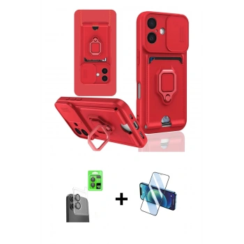 MARSİLYAN™- iPhone 16 Kılıf Vadi Form Prime - Siyah 3D Antistatik Seramik Nano Ekran Koruyucu + Raze Metal Kamera Lens - SH