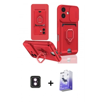 MARSİLYAN™- iPhone 16 Kılıf Vadi Form Prime - Siyah Bilvis 5in1 5D Magic Hayalet Cam Ekran Koruyucu + PVD Metal Kamera Lens - PE