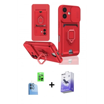 MARSİLYAN™- iPhone 16 Kılıf Vadi Form Prime - Siyah Bilvis 5in1 5D Magic Hayalet Cam Ekran Koruyucu + Raze Metal Kamera Lens - LT