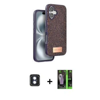 MARSİLYAN™- iPhone 16 Kılıf Vadi Klasik Serisi - Şeffaf 360 Full Body Arka Koruyucu + PVD Metal Kamera Lens - MI