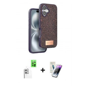 MARSİLYAN™- iPhone 16 Kılıf Vadi Klasik Serisi - Şeffaf Pasifik Cam Ekran Koruyucu + Raze Metal Kamera Lens - BZ