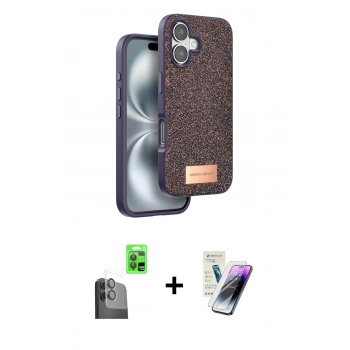 MARSİLYAN™- iPhone 16 Kılıf Vadi Klasik Serisi - Şeffaf Pasifik Cam Ekran Koruyucu + Raze Metal Kamera Lens - SH