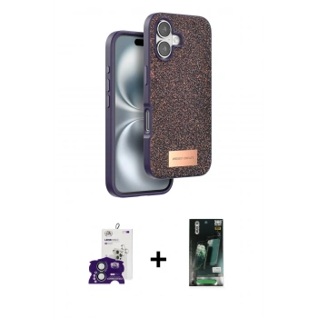 MARSİLYAN™- iPhone 16 Kılıf Vadi Klasik Serisi - Siyah 360 Mat Full Body Arka Koruyucu + Bilvis Titan Kamera Lens - YL