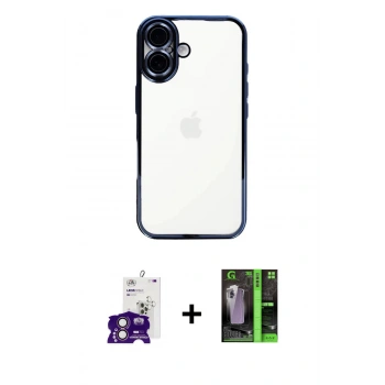 MARSİLYAN™- iPhone 16 Kılıf Vadi Minimal - Şeffaf 360 Full Body Arka Koruyucu + Bilvis Titan Kamera Lens - PE
