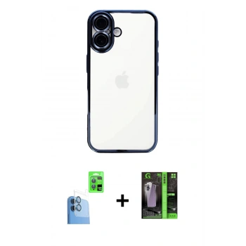 MARSİLYAN™- iPhone 16 Kılıf Vadi Minimal - Şeffaf 360 Full Body Arka Koruyucu + Raze Metal Kamera Lens - LT