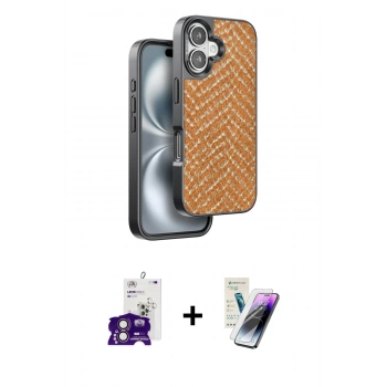 MARSİLYAN™- iPhone 16 Kılıf Vadi Özel Seri - Şeffaf Pasifik Cam Ekran Koruyucu + Bilvis Titan Kamera Lens - PE