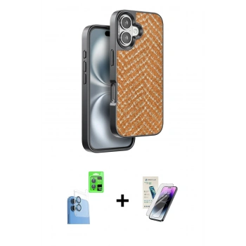 MARSİLYAN™- iPhone 16 Kılıf Vadi Özel Seri - Şeffaf Pasifik Cam Ekran Koruyucu + Raze Metal Kamera Lens - LT