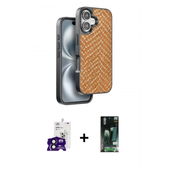 MARSİLYAN™- iPhone 16 Kılıf Vadi Özel Seri - Siyah 360 Mat Full Body Arka Koruyucu + Bilvis Titan Kamera Lens - SH