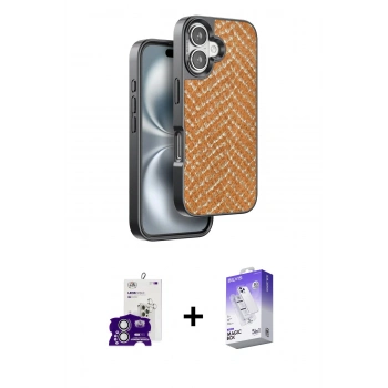 MARSİLYAN™- iPhone 16 Kılıf Vadi Özel Seri - Siyah Bilvis 5in1 3D Magic Cam Ekran Koruyucu + Bilvis Titan Kamera Lens - GS