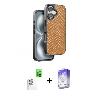 MARSİLYAN™- iPhone 16 Kılıf Vadi Özel Seri - Siyah Bilvis 5in1 3D Magic Cam Ekran Koruyucu + Raze Metal Kamera Lens - BZ
