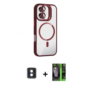 MARSİLYAN™- iPhone 16 Kılıf Yadigar Asil Koleksiyonu - Şeffaf 360 Full Body Arka Koruyucu + PVD Metal Kamera Lens - MI