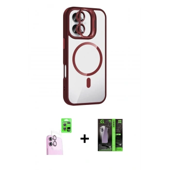 MARSİLYAN™- iPhone 16 Kılıf Yadigar Asil Koleksiyonu - Şeffaf 360 Full Body Arka Koruyucu + Raze Metal Kamera Lens - PE