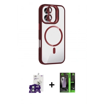 MARSİLYAN™- iPhone 16 Kılıf Yadigar Asil Koleksiyonu - Şeffaf 360 Full Body Arka Koruyucu + Bilvis Titan Kamera Lens - YL