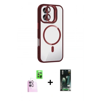 MARSİLYAN™- iPhone 16 Kılıf Yadigar Asil Koleksiyonu - Siyah 360 Mat Full Body Arka Koruyucu + Raze Metal Kamera Lens - PE