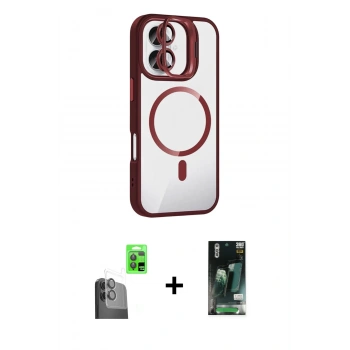 MARSİLYAN™- iPhone 16 Kılıf Yadigar Asil Koleksiyonu - Siyah 360 Mat Full Body Arka Koruyucu + Raze Metal Kamera Lens - SH
