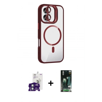 MARSİLYAN™- iPhone 16 Kılıf Yadigar Asil Koleksiyonu - Siyah 360 Mat Full Body Arka Koruyucu + Bilvis Titan Kamera Lens - YL