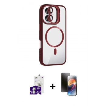 MARSİLYAN™- iPhone 16 Kılıf Yadigar Asil Koleksiyonu - Siyah 3D Antistatik Mat Seramik Nano Ekran Koruyucu + Bilvis Titan Kamera Lens - GS