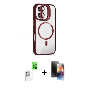 MARSİLYAN™- iPhone 16 Kılıf Yadigar Asil Koleksiyonu - Siyah 3D Antistatik Mat Seramik Nano Ekran Koruyucu + Raze Metal Kamera Lens - BZ