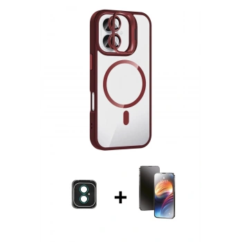 MARSİLYAN™- iPhone 16 Kılıf Yadigar Asil Koleksiyonu - Siyah 3D Antistatik Mat Seramik Nano Ekran Koruyucu + PVD Metal Kamera Lens - YL