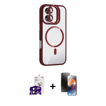 MARSİLYAN™- iPhone 16 Kılıf Yadigar Asil Koleksiyonu - Siyah 3D Antistatik Mat Seramik Nano Ekran Koruyucu + Bilvis Titan Kamera Lens - SH
