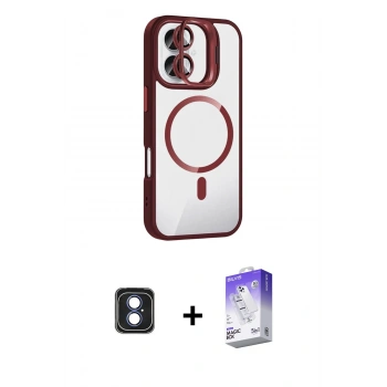 MARSİLYAN™- iPhone 16 Kılıf Yadigar Asil Koleksiyonu - Siyah Bilvis 5in1 3D Magic Cam Ekran Koruyucu + PVD Metal Kamera Lens - MI
