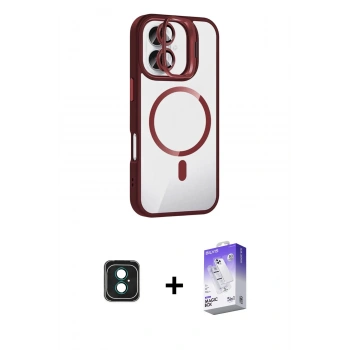 MARSİLYAN™- iPhone 16 Kılıf Yadigar Asil Koleksiyonu - Siyah Bilvis 5in1 3D Magic Cam Ekran Koruyucu + PVD Metal Kamera Lens - YL