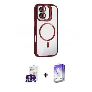 MARSİLYAN™- iPhone 16 Kılıf Yadigar Asil Koleksiyonu - Siyah Bilvis 5in1 3D Magic Cam Ekran Koruyucu + Bilvis Titan Kamera Lens - YL