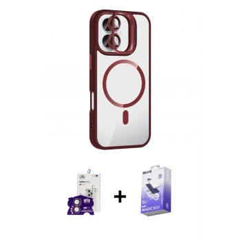 MARSİLYAN™- iPhone 16 Kılıf Yadigar Asil Koleksiyonu - Siyah Bilvis 5in1 5D Magic Hayalet Cam Ekran Koruyucu + Bilvis Titan Kamera Lens - PE