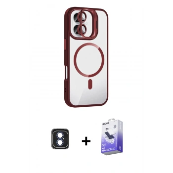 MARSİLYAN™- iPhone 16 Kılıf Yadigar Asil Koleksiyonu - Siyah Bilvis 5in1 5D Magic Hayalet Cam Ekran Koruyucu + PVD Metal Kamera Lens - MI