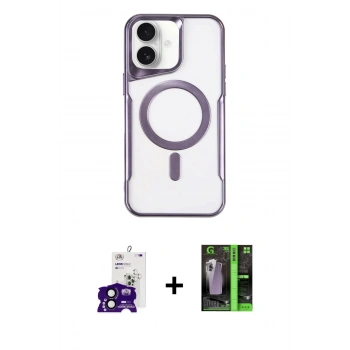 MARSİLYAN™- iPhone 16 Kılıf Yadigar Klasik Özel Seri - Şeffaf 360 Full Body Arka Koruyucu + Bilvis Titan Kamera Lens - SH