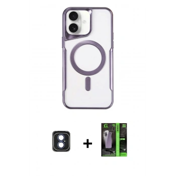 MARSİLYAN™- iPhone 16 Kılıf Yadigar Klasik Özel Seri - Şeffaf 360 Full Body Arka Koruyucu + PVD Metal Kamera Lens - MI