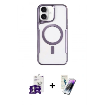 MARSİLYAN™- iPhone 16 Kılıf Yadigar Klasik Özel Seri - Şeffaf Pasifik Cam Ekran Koruyucu + Bilvis Titan Kamera Lens - PE