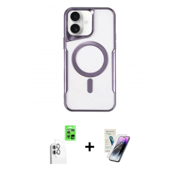MARSİLYAN™- iPhone 16 Kılıf Yadigar Klasik Özel Seri - Şeffaf Pasifik Cam Ekran Koruyucu + Raze Metal Kamera Lens - BZ