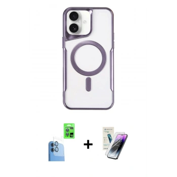 MARSİLYAN™- iPhone 16 Kılıf Yadigar Klasik Özel Seri - Şeffaf Pasifik Cam Ekran Koruyucu + Raze Metal Kamera Lens - LT